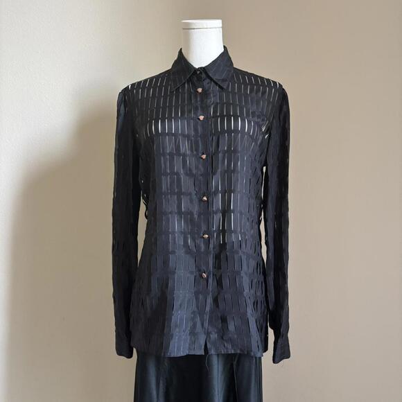 Versace Tops - gianni versace couture silk laser cut button up blouse